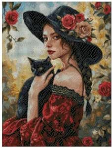 Kit Broderie Point De Croix 'The Kiss' - 100% Coton 14ct, 150x200 Points, 27x36 Cm, Fils Prétrés & Instructions
