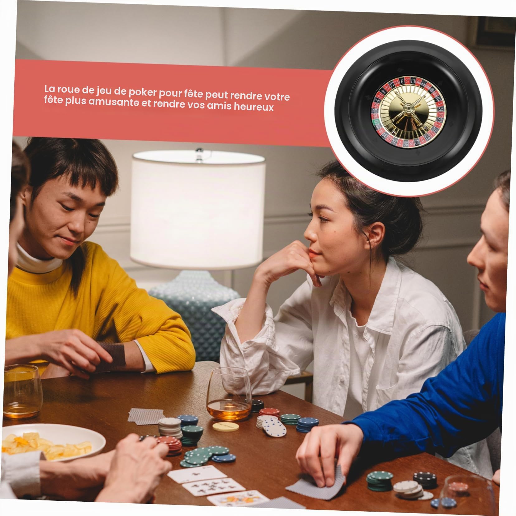 Poker Wheel Kit de jeu Roulette rotative pour fêtes Jeu de table Divertissement pour fêtes d'anniversaire et soirées de jeux