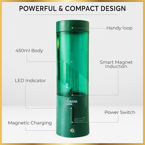 Miniatura 7 de FOREVER GEM Batidora portátil de mano para jugo, inalámbrico, recargable, recipiente de mezcla con capacidad para 2 tazas, hecho de PCTG de grado