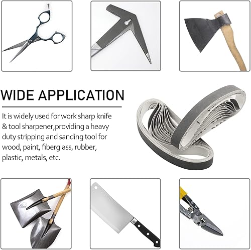 Miniatura 6 de 24 correas de lijado de 12 x 12 pulgadas, cinturón de lijado de grano fino 600 para afilador de cuchillos y herramientas de trabajo oficial (WSKTS y