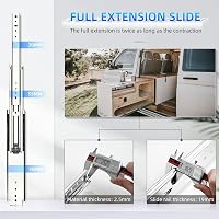SHUHANG Nehézterhelésű Fiókcsúszó Sín 1000 mm - Teljes Kihúzású Golyóscsapágyas Fiókvezetősín, 220 kg Teherbírás, Oldalsó Rögzítés, 1 Pár 5