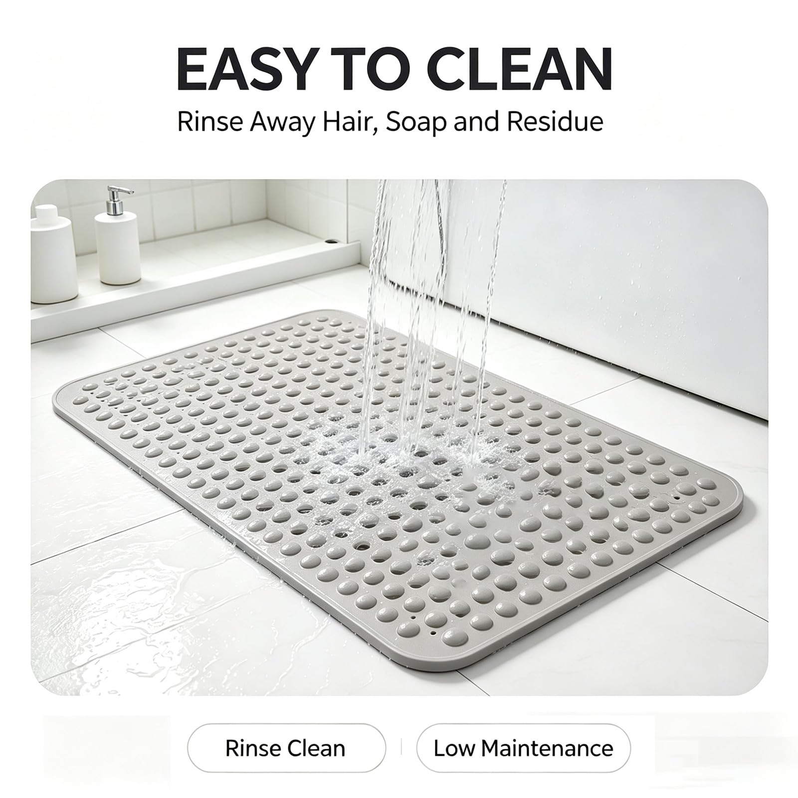 Alfombrilla Ducha PVC Suave Antideslizante para Ducha tamaños Lavable Máquina con Ventosa Drenaje para Secado rápido Función de Masaje para los pies Apto para ducharse