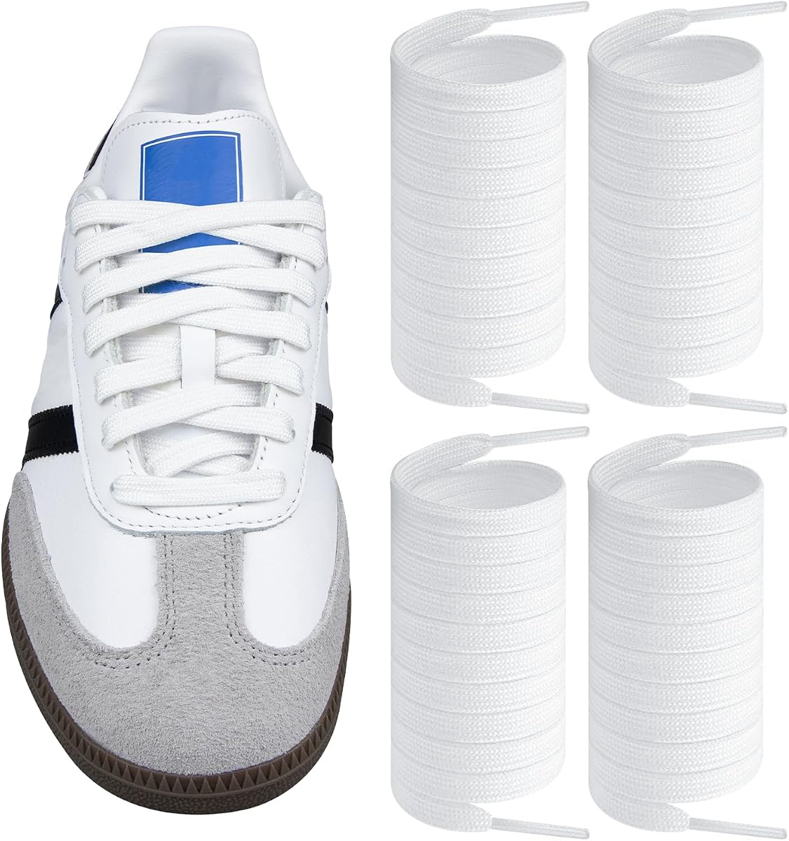 Endoto Shoe Laces for Adidas Samba Replacement Shoelaces Strings | 2 Pairs | 8MM Flat Laces | Material: Polyester