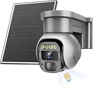 Solar 4G LTE Cellular Security Cameras Wireless Outdoor,No WiFi Solar Powered Battery Camera for Home Surveillance,PTZ Motion Detection Sensor, Built in SIM Card asin的图片
