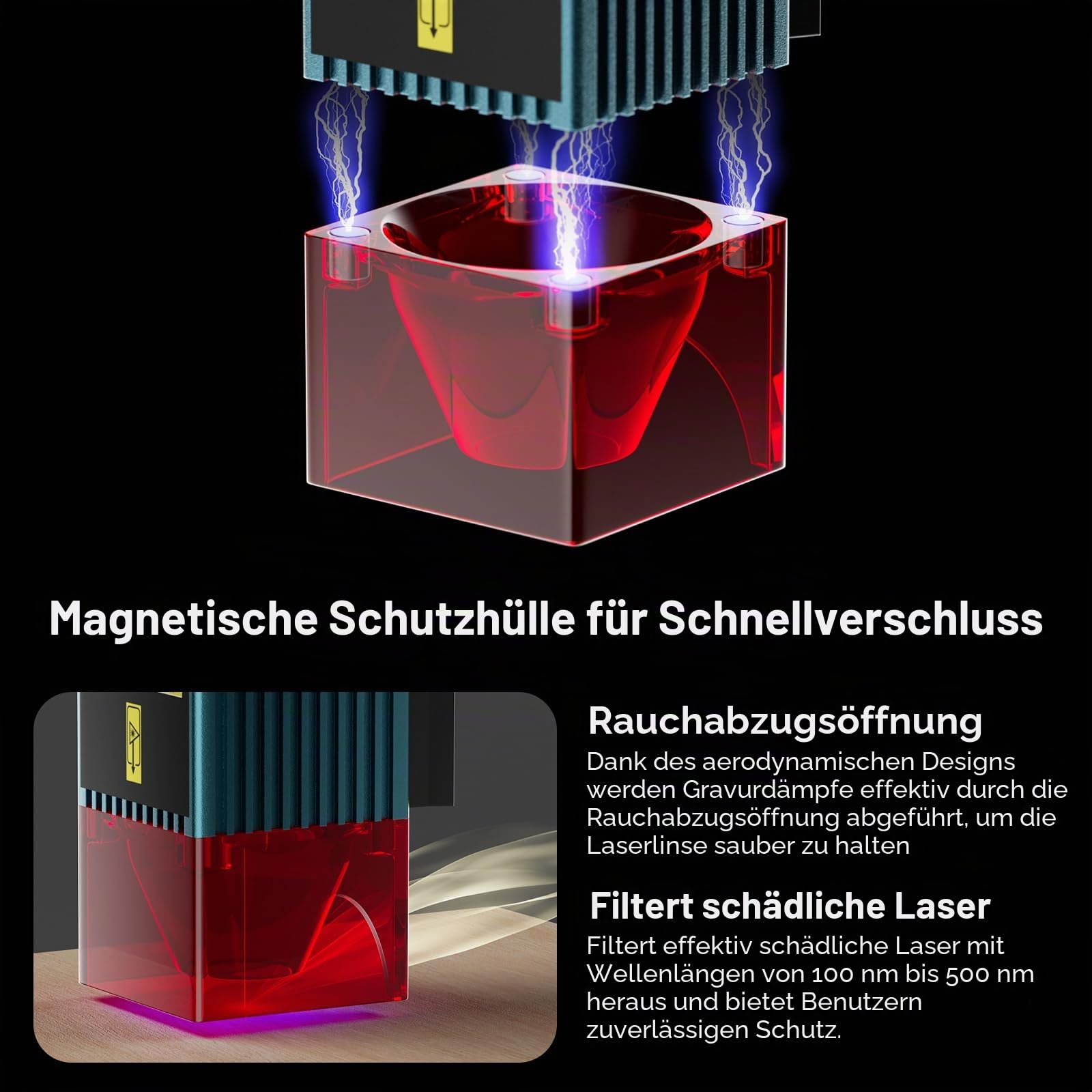 SCULPFUN C1 Mini Lasergravierer, Tragbare 3W Lasergravurmaschine mit 0,04 mm ultrafeinen Punkt, Keine Installation Erforderlich Laser Graviermaschine für Anfänger, Gravur Gerät für Holz Metall
