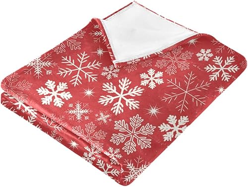 Miniatura 2 de White Winter Snowflakes Christmas Sofa Throw Blanket Winter Plush Travel Blankets Flannel Ultra-Soft Throws 50x60 Inches for Car, Picnic, Travel