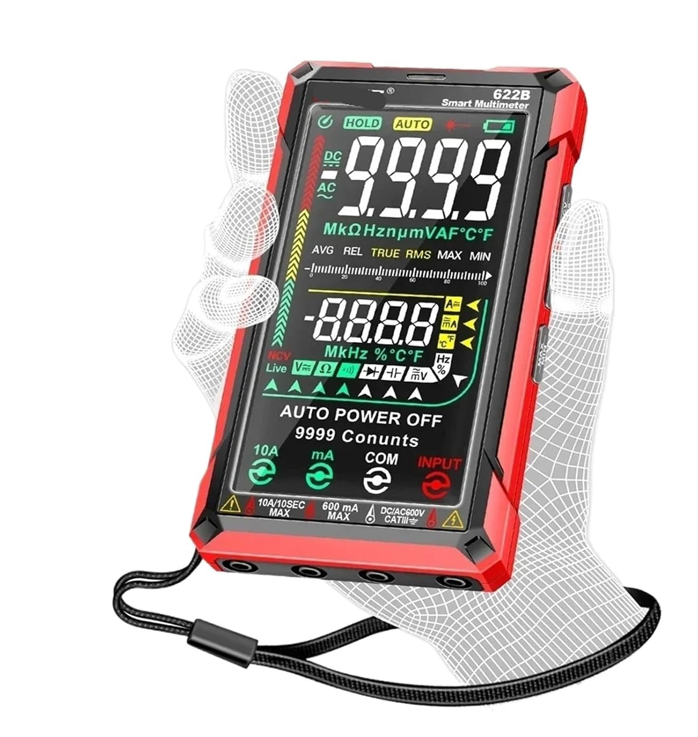 622B Digital Multimeter, Professional AC Ammeter, Voltage and Current Meter, Temperature Diode(622B)