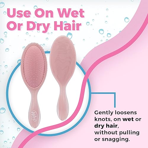 Miniatura 4 de Wet Brush Cepillo desenredante original, mármol natural, rosa polvorienta, peine para mujeres, hombres y niños, húmedo o seco, cabello natural,