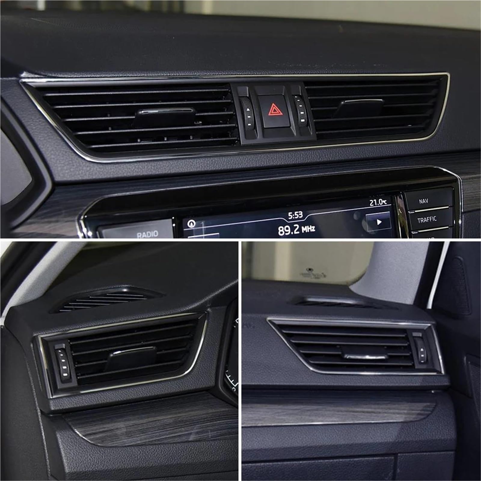 Rejilla de ventilación aire Conjunto De Rejilla Ventilación CA Cromada Para Salpicadero Delantero Coche Para Skoda Para Superb III 2016-2024(Izquierda)