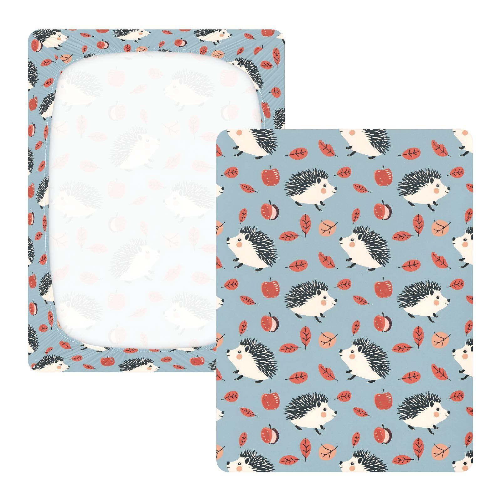 Drap-housse pour berceau de bébé motif hérisson et feuilles pour garçons et filles, 71,1 x 132,1 cm