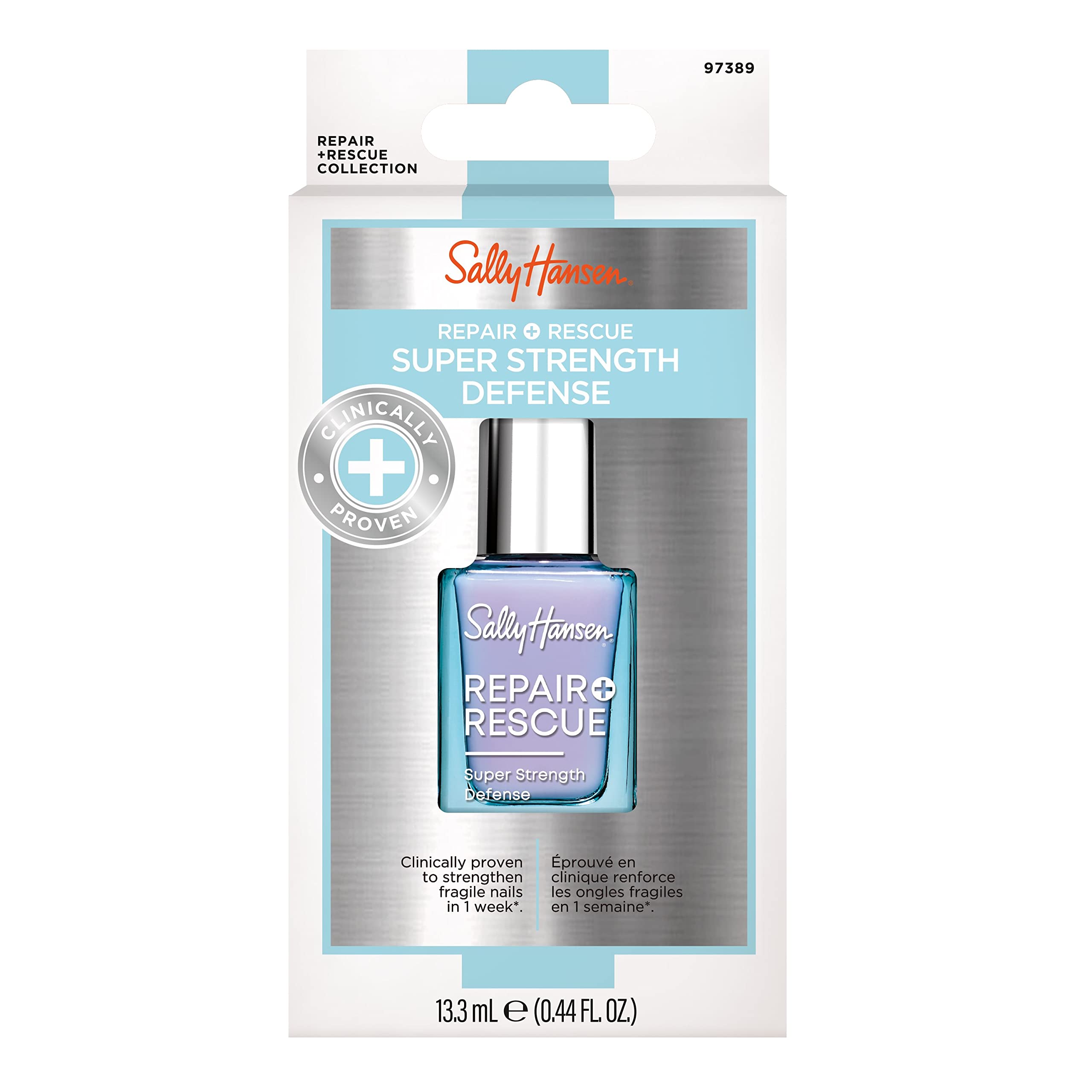 Sally Hansen, Repair + Rescue Super Strength Defense, Smalto Rinforzante Arricchito con Ametista per Unghie Fragili - 13ml
