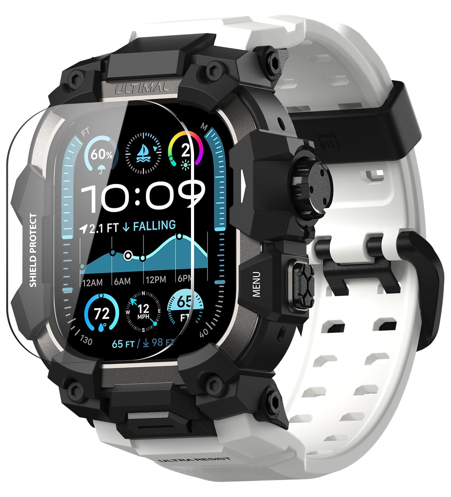 ULTIMAL Rugged Case with Band for Apple Watch Ultra 4/3/2/1, 49mm White