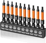10 Ensemble de tournevis Triangle pièces, 2 de pouce /50 Ensemble de visseuses en triangle magnétique long mm, ensemble de vis de 1/4 pouce de hexagone, S2 Bit de forage en acier Triangle Head pour le conducteur d'impact, TA12-TA30