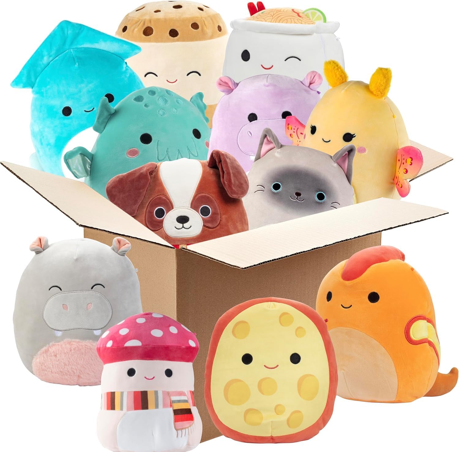Squishmallows Mystery 10-Inch 5-Squish Value Pack - Get Five Large Sized Official Jazwares Plush for Less - Collectible Soft & Squishy Stuffed Animal Toy - Gift Set for Kids, Girls & Boys