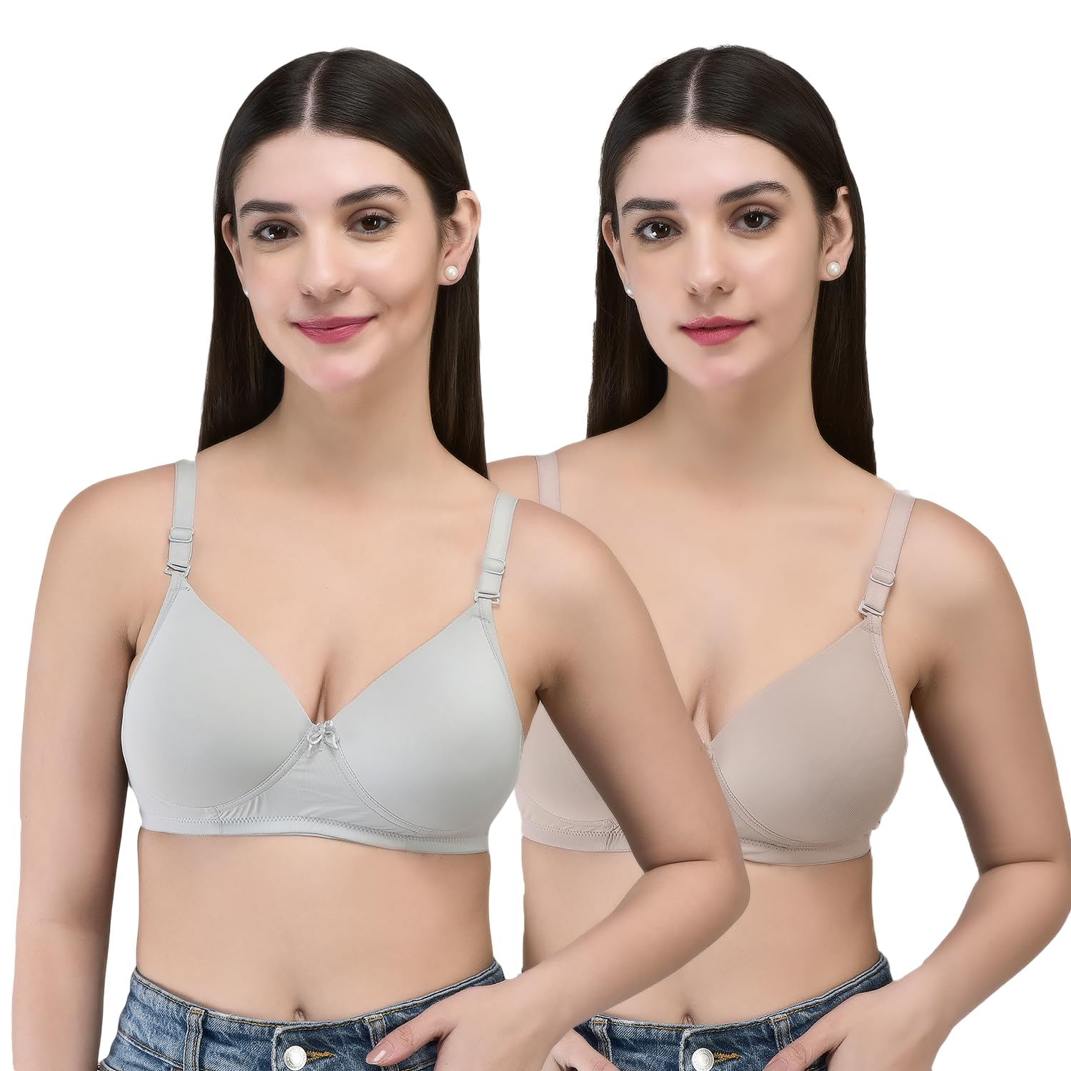inkurv Padded T-Shirt Bra for Women Non Wired | Seamless| Soft Padded |Full Coverage Bra for Women with Detachable Straps| Supportive Everyday Comfort- Coolpad Combo of 2-picture-16