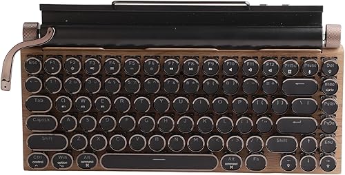 Miniatura 7 de PUSOKEI Teclado de máquina de escribir retro, teclado mecánico para juegos, 83 teclas Bluetooth Punk RGB retroiluminado con interruptor azul, tapa