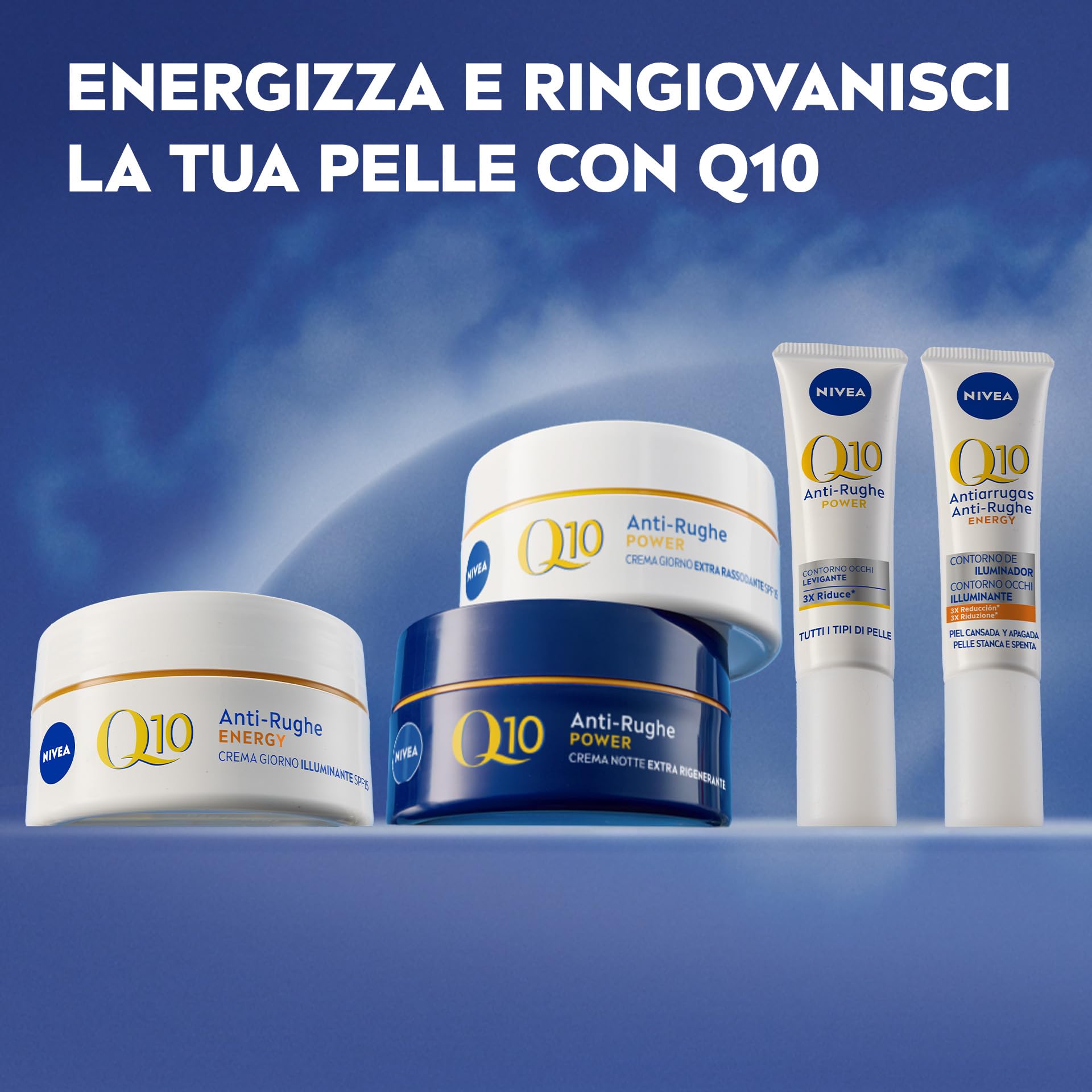 NIVEA Q10 Expert Skincare Kit Anti-Rughe, Set skincare completo con Siero Viso Doppia Azione 30 ml e Fluido UV Quotidiano Crema Viso SPF 50 40 ml per una pelle protetta e dall'aspetto più giovane