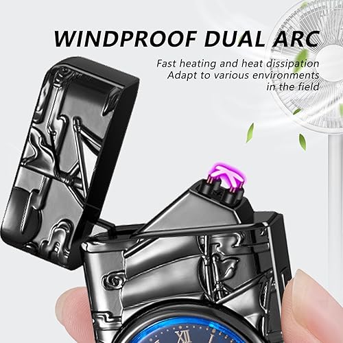 Miniatura 9 de Encendedor eléctrico USB, recargable, resistente al viento, encendedor de velero sin llama con arco de plasma doble para velas, incienso, fuegos