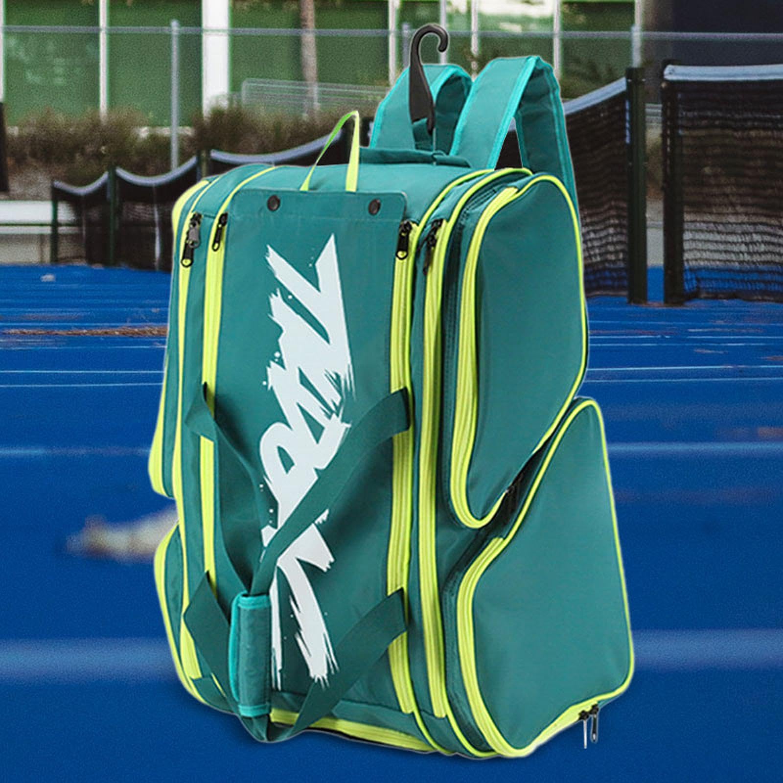 Pickleball Borsa Zaino Porta Equipaggiamento Multifunzionale Organizer Racket Borsa Tracolla Regolabile Tessuto Impermeabile Adatta per Sport Esterno, Verde
