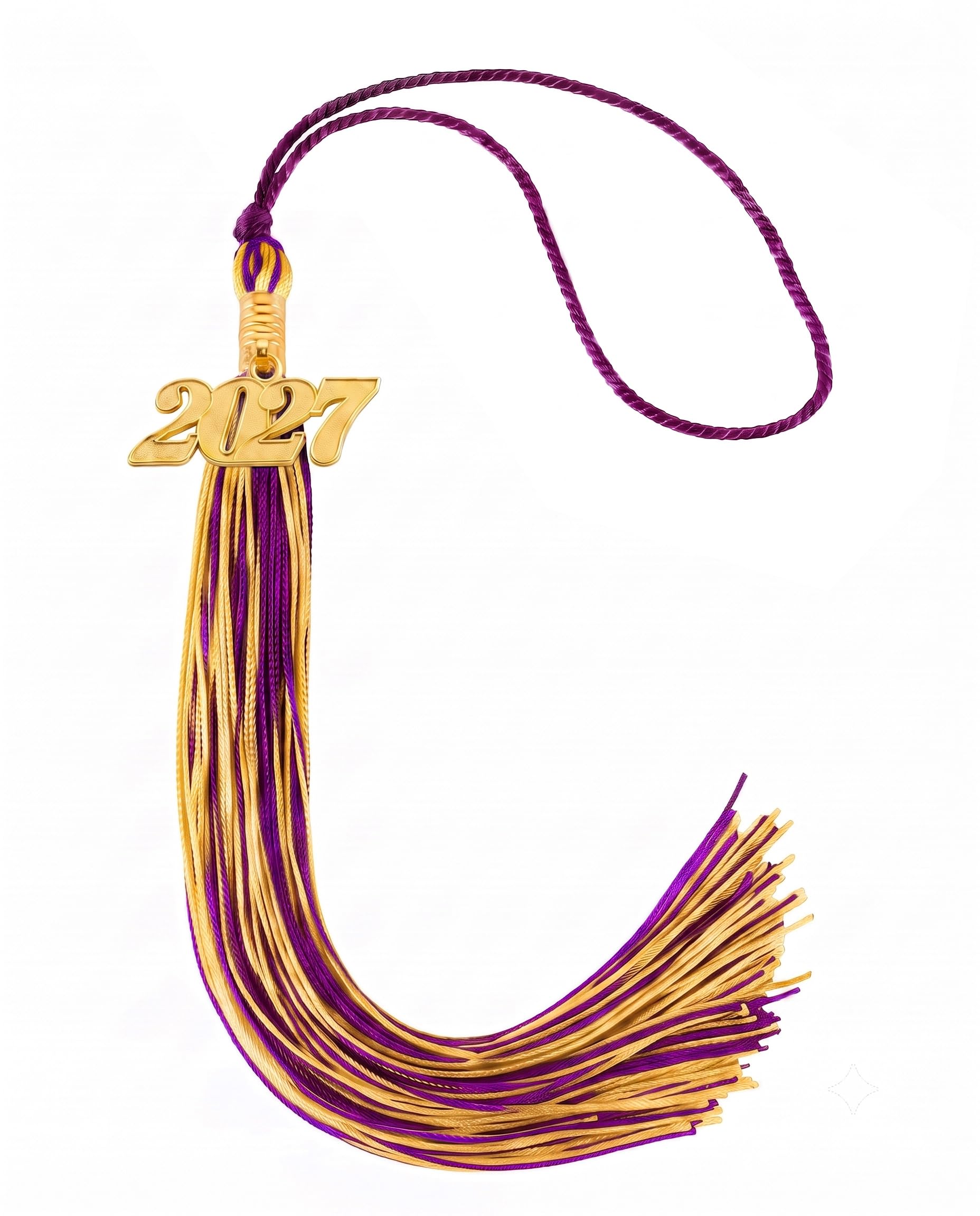 Graduation Tassel 2027 for Grad Cap,Purple and Gold Tassel with Gold Charm