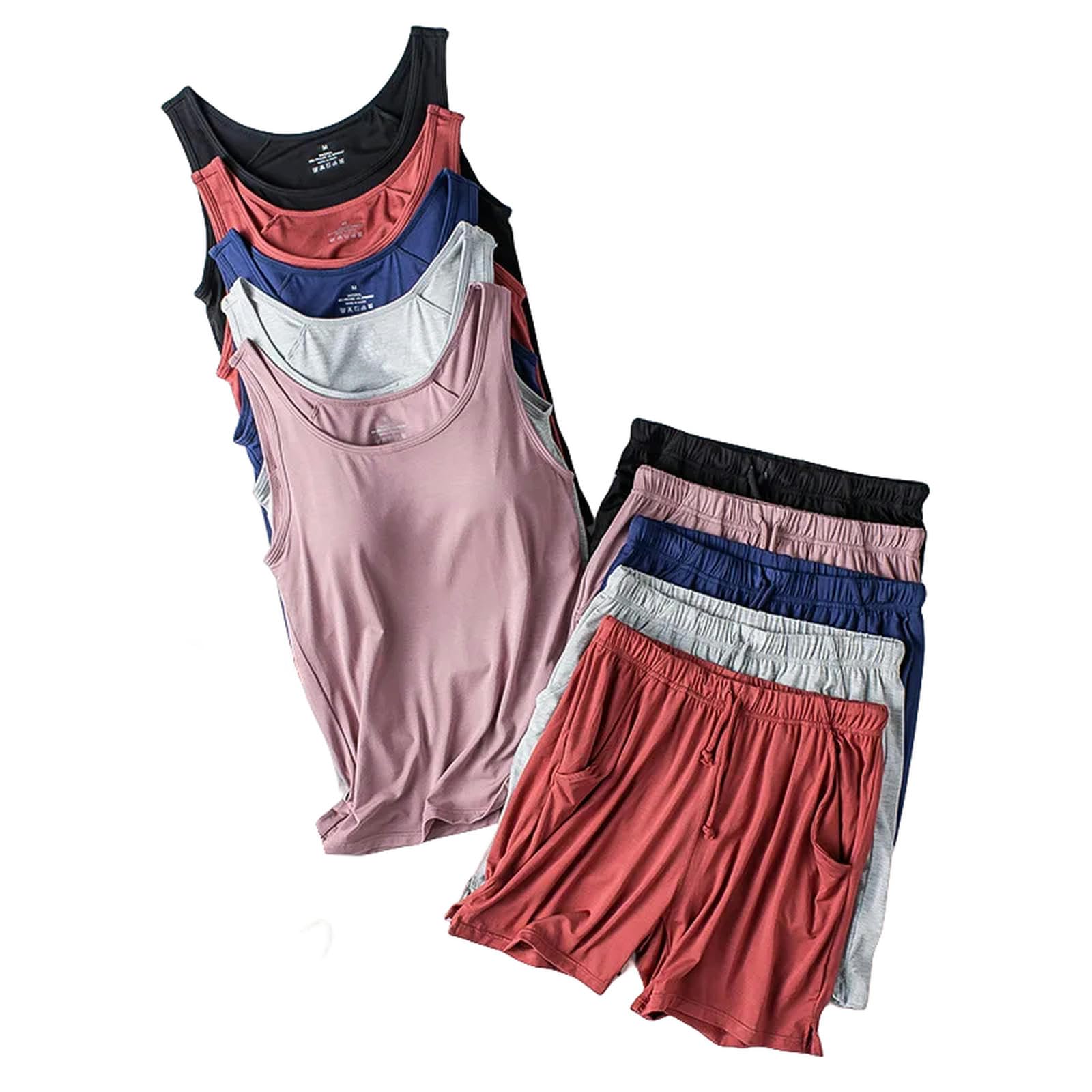 Pigiama Donna Shorts A Due Pezzi di Pigiami da Donna Estivo con Pad del Petto in Lingerie Senza Cucitura A Camisole per Homewear Pigiama