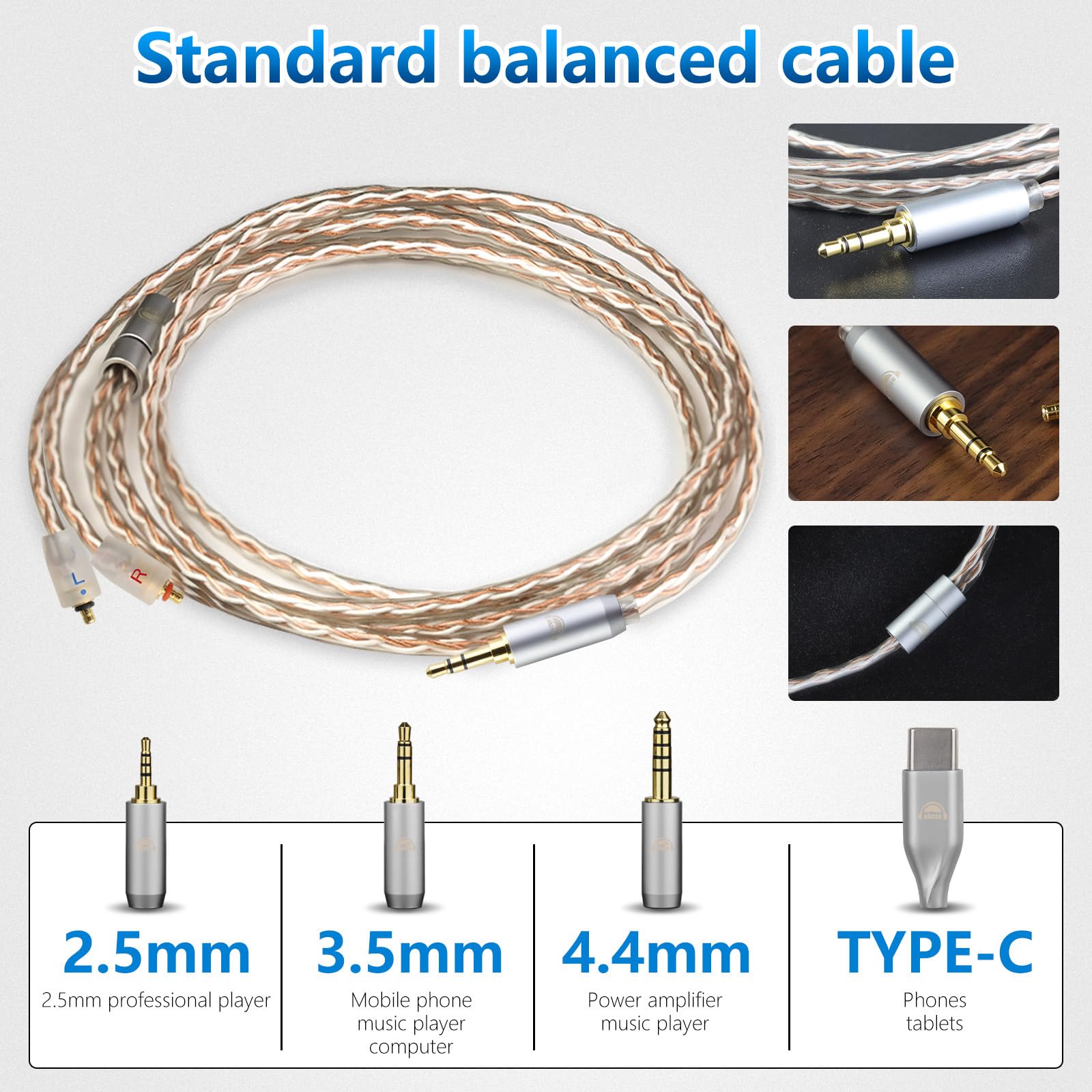 okcsc IPX Câble audio de rechange 3,5 mm vers prise jack stéréo IPX pour casque Bose Quiet Comfort QC25, QC35, On-Ear 2, OE2, OE2i