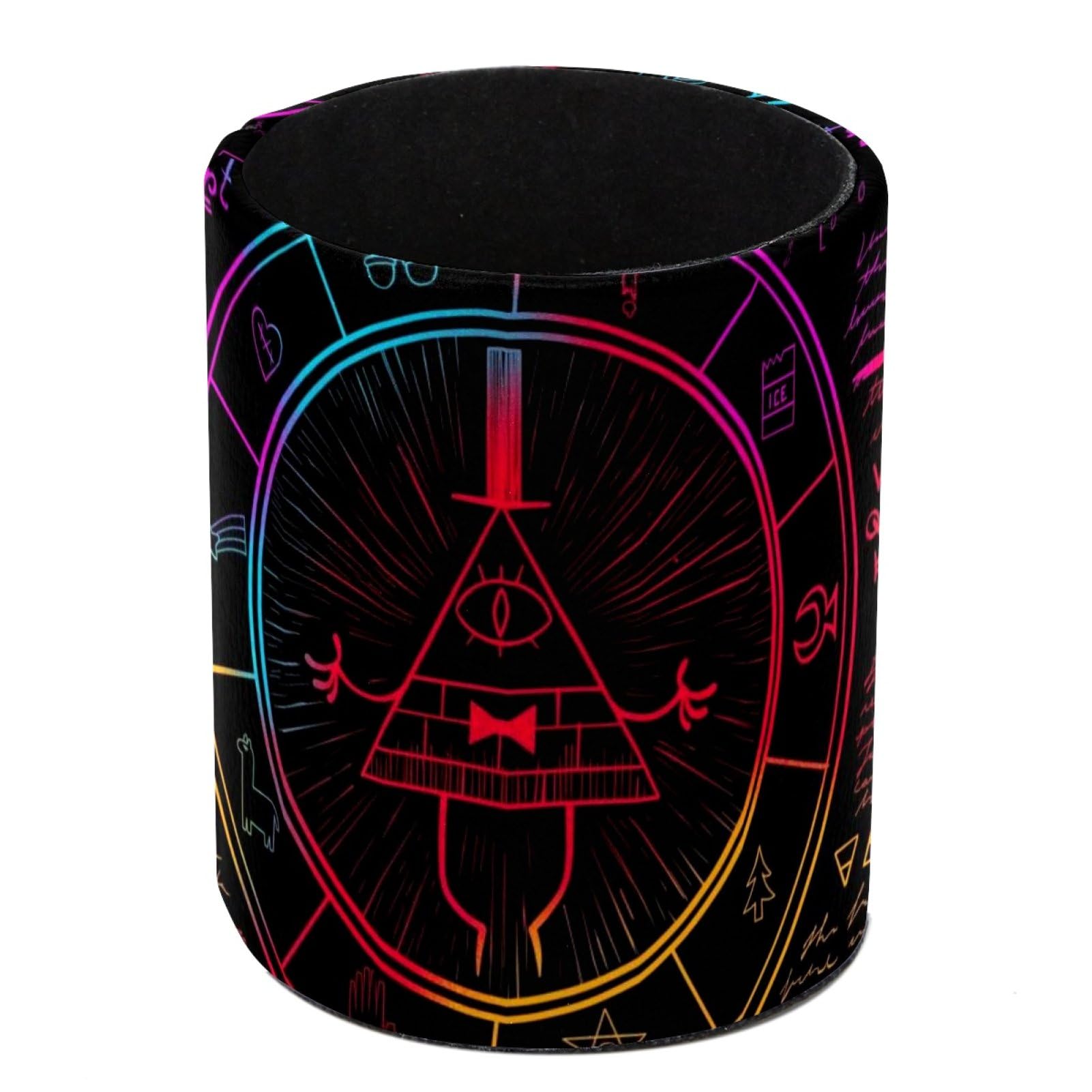 Luoweisi Bill Cipher Wheel Pen Holder for Desk, Leather Pen Pot, Desk Pencil Holder Round Makeup Organiser Home Office School Suppliers