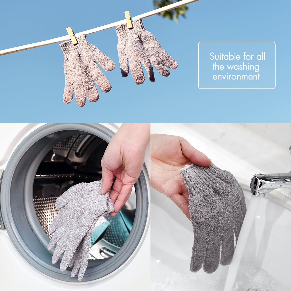 Exfoliating Bath Gloves Shower Exfoliation Nylon Mesh Gloves Bath Spa Exfoliating Scrubber, Bathing Glove Mitt Scrubs Away Dead Skin Cells and Improve Blood Circulation Multi color 5 Pairs by KRRAMEL