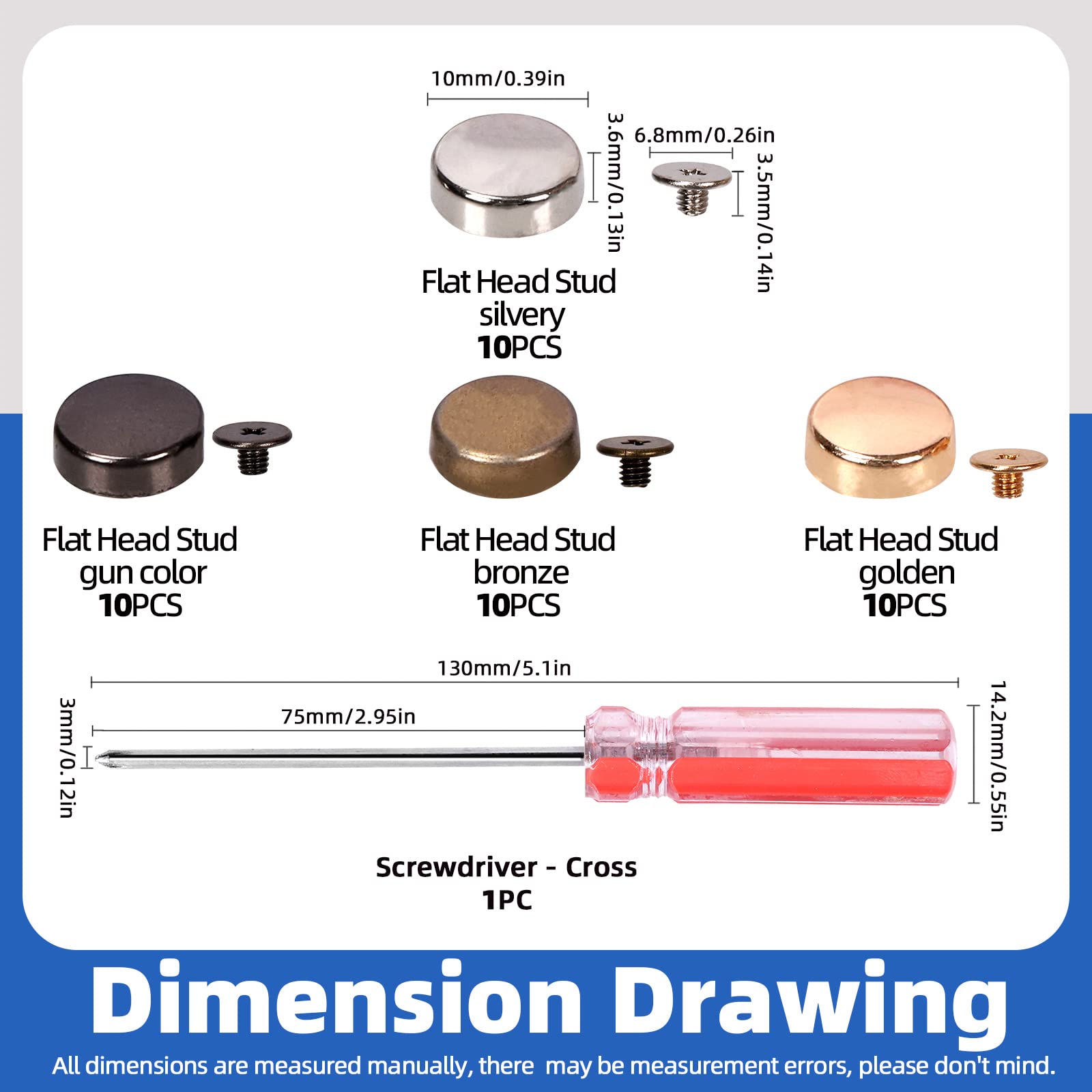 Kit 100 Rivetti A Vite Chicago - Argento, Misure 4-12mm, Per Pelletteria E Fai Da Te - Foto 2