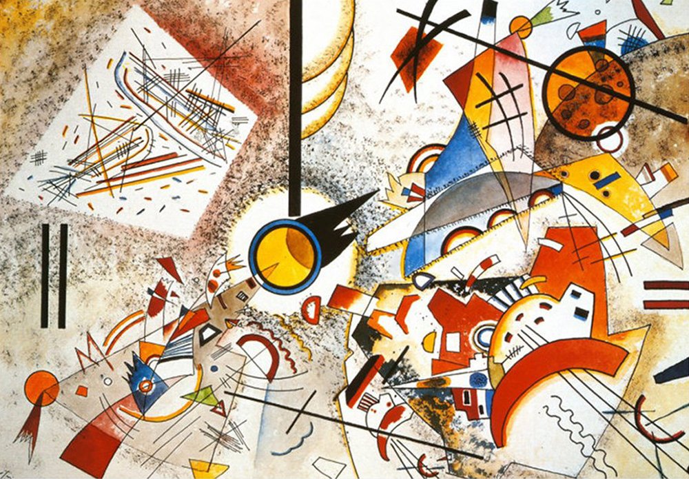 Impression Wassily Kandinsky Bustling Aquarelle affiche d'art semi-gloss de prestige