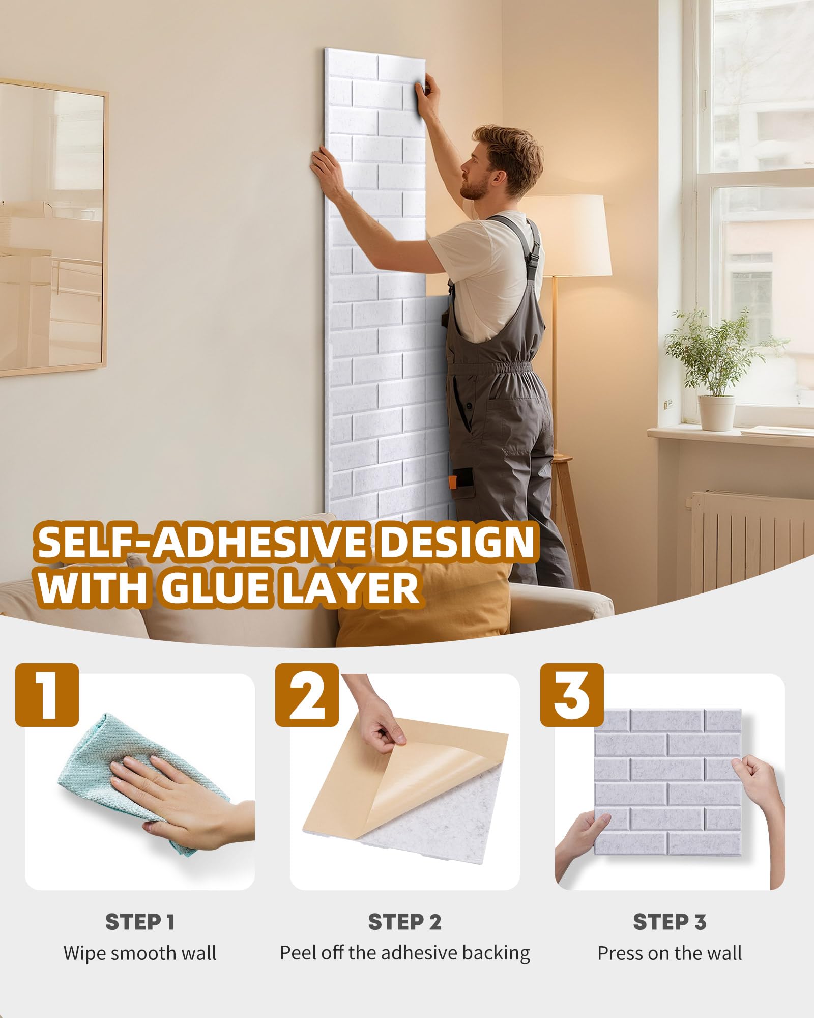 JAMELO Paquete de 12 paneles acústicos autoadhesivos de 12 x 12 x 0.4 pulgadas, paneles acústicos elegantes en forma de ladrillo, paneles de pared de aislamiento 3D de alta densidad para puerta, techo