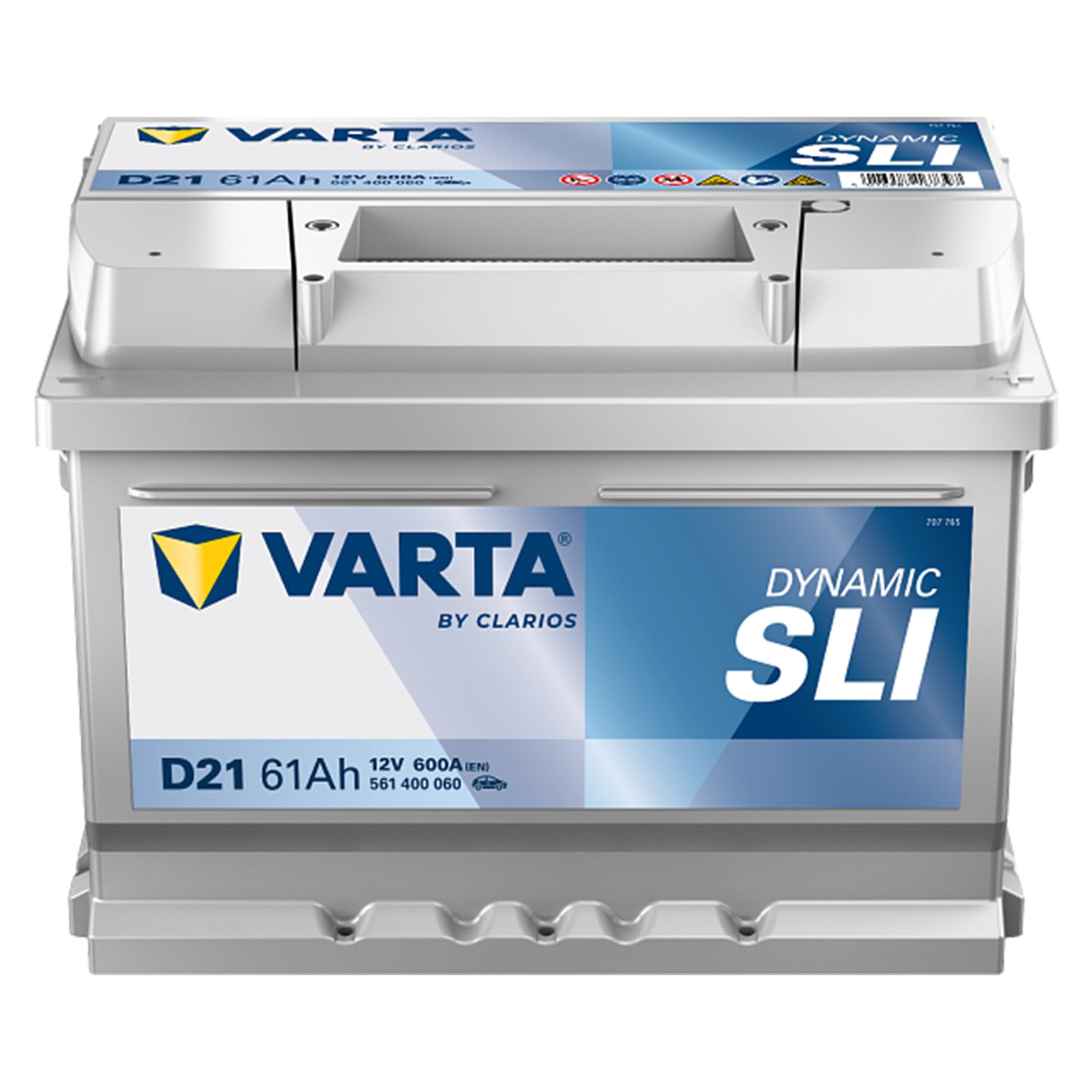 VARTA Automotive DYNAMIC SLI (D21) 12V 61Ah 600A - Nassbatterie KFZ mit Standardausstattung & ohne Start-Stopp System - Starterbatterie für einfachen Energiebedarf - Bleisäurebatterie wartungsfrei