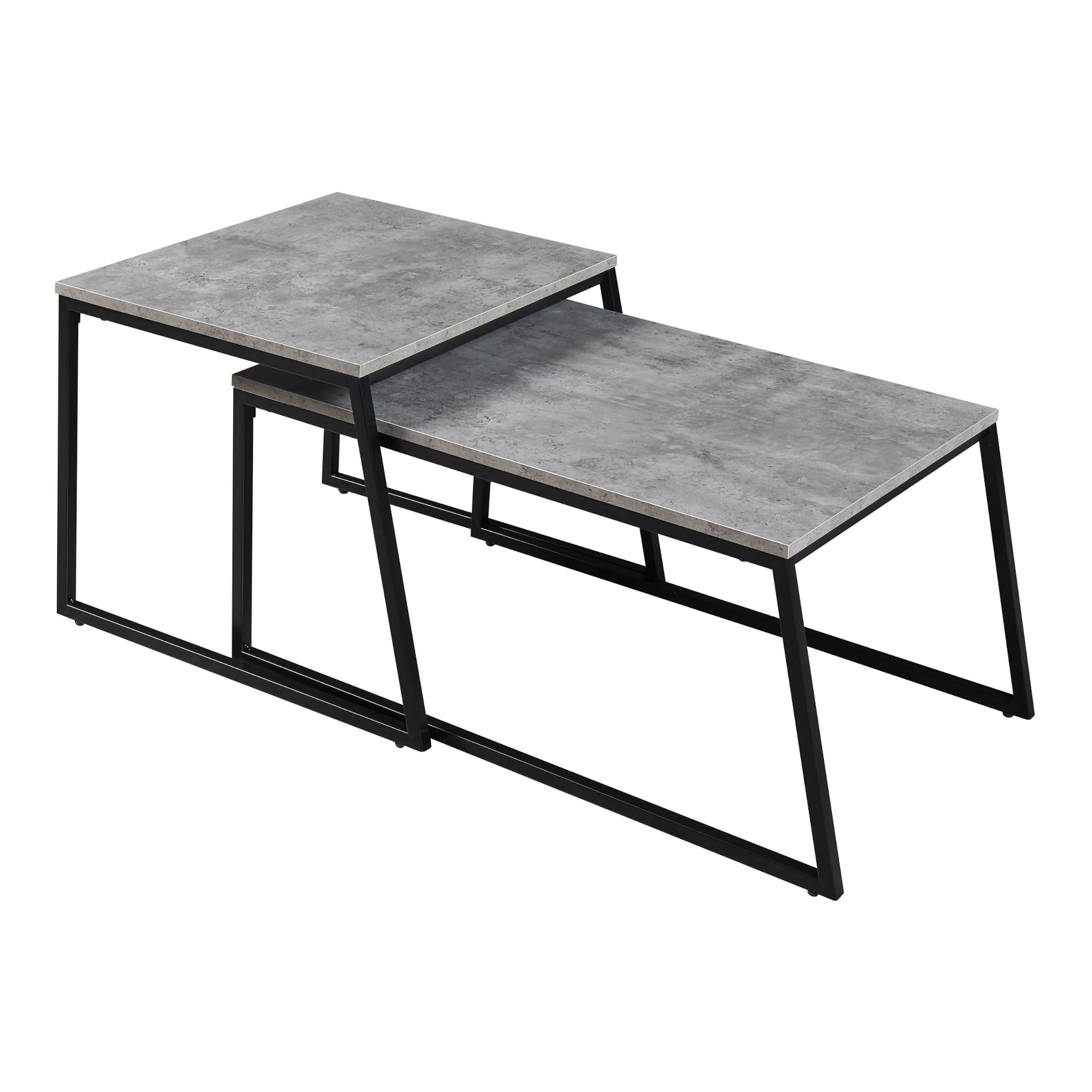 [en.casa] Juego de 2 Mesas Nido Hyllestad Set de 2 Mesas Auxiliares Rectangulares Mesas de Centro para Salón Oficina Estilo Industrial Acero Aglomerado - Negro/Efecto Hormigón
