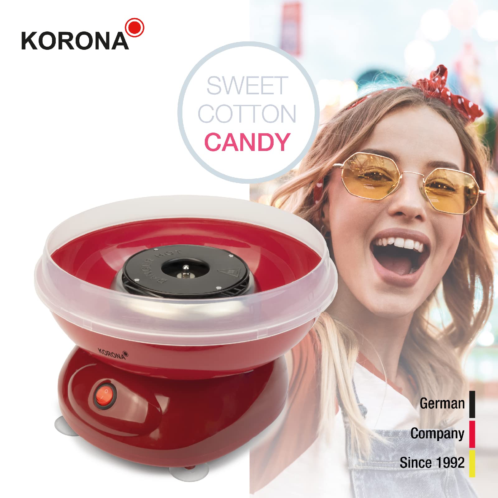 Korona 41200 Zuckerwattemaschine 500 Watt Inkl. Dosierlöffel 10 Holzstäbchen