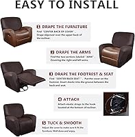 Vista 6 de Fundas para Silla Reclinable de Aspecto de Cuero, 4 Piezas, Funda Lazy Boy para Silla Reclinable, Funda de Sofá Suave, Protector de Muebles Lavable