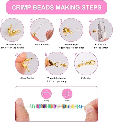 Vista 5 de LZOUOWO Kit de cuentas de arcilla con 10000 cuentas de semillas de 0.157 in para la fabricación de joyas, cuentas planas de polímero Heishi