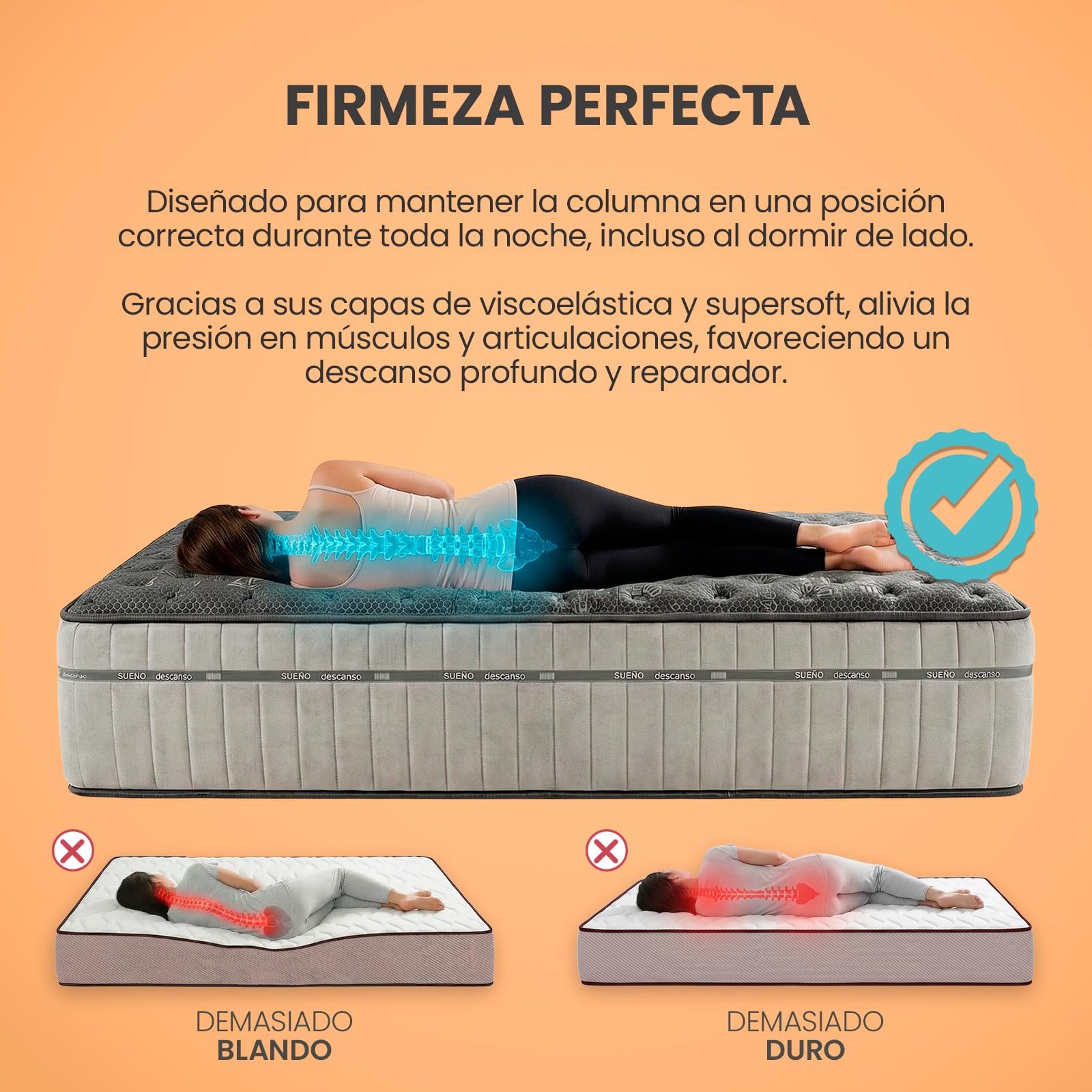 Colchón Viscoelástico Zenith Relax 135x190 cm Altura 30 cm Firmeza Alta Antiácaros Antibacteriano Hipoalergénico