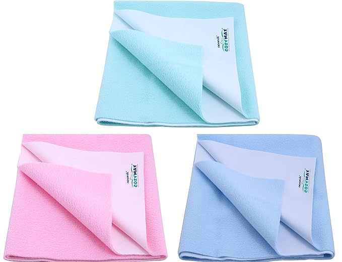 Newnik Baby Dry Sheets for Baby / Rubber Sheet for Baby / Baby mat Waterproof / Baby Bed Protector Waterproof Combo Pack (Small, Seagreen-Pink-SkyBlue) at Rs. 272