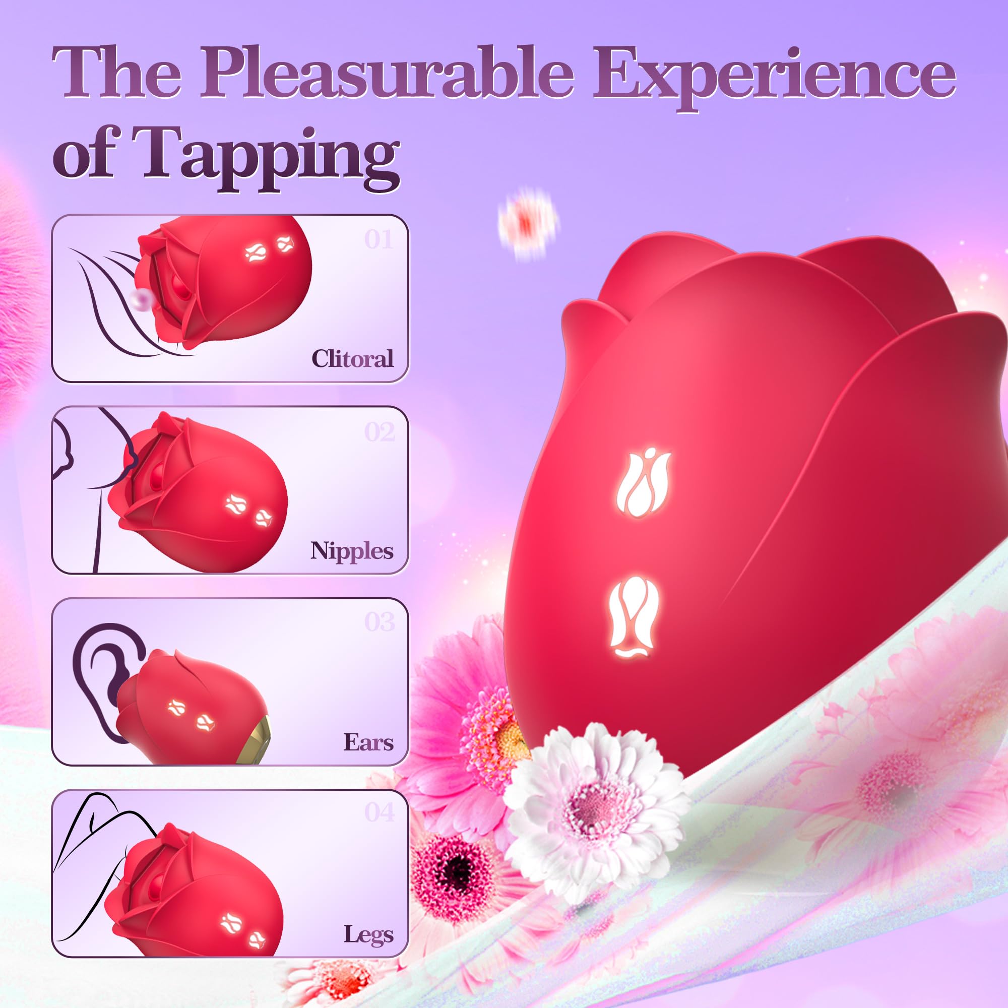 MOOLIGIRL Rose Toy Sex Toys Vibrator - AI APP Rose Sex Toy Adult Toys for Women with 10 Sucking & Vibrating, Dildo Vibrators for Clit Nipple Sucker Adult Toy Female Couples Sex Toys Furniture Bedding: Red New