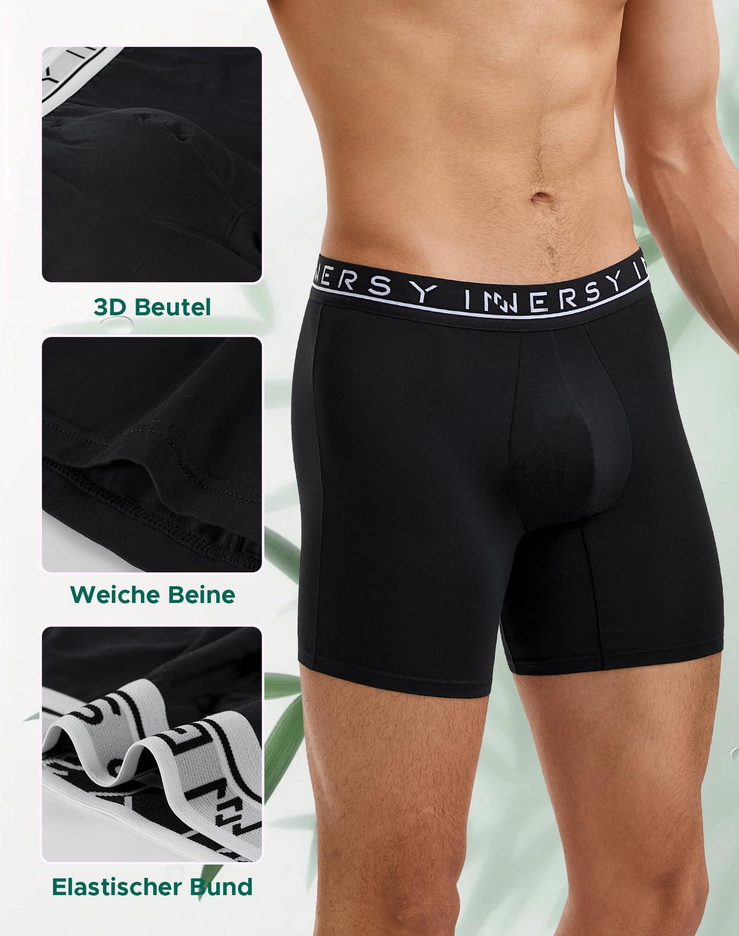 INNERSY Bokserki męskie bambusowe majtki męskie oddychające szorty retro bielizna sportowa, 4 sztuki w opakowaniu
