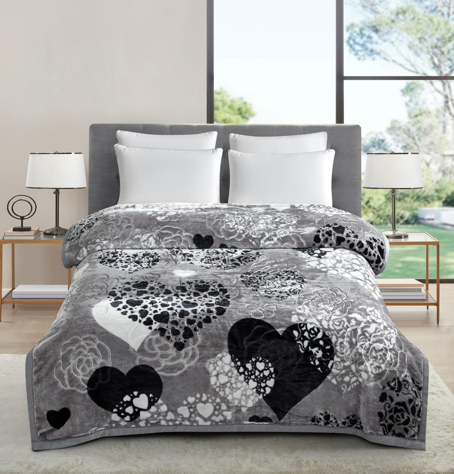 Blankets Throws 2-Ply Weighted Reversible Fleece and Mink Blanket - Soft, Warm, Luxuriousl...