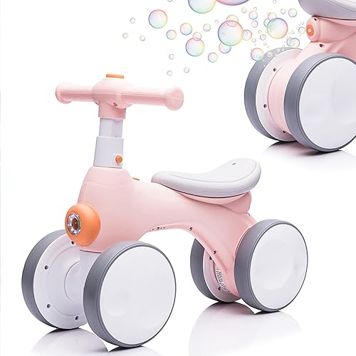 Miniatura 7 de Bicicleta de equilibrio para bebés y niños pequeños con máquina de burbujas para niños de 1 año, bicicleta de equilibrio para niños de 4 ruedas con
