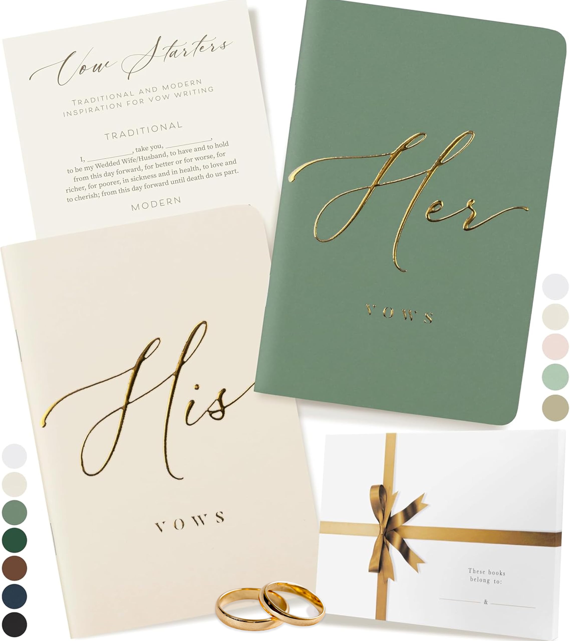ARTESORI Wedding Vow Book for Her &amp; Him, Soft Touch, Gold Engraving, 28 Lined Pages, Wedding Vow Books His and Hers, Wedding Essentials, Wedding Registry Gifts, His and Hers Gifts [Sage &amp; Ivory]