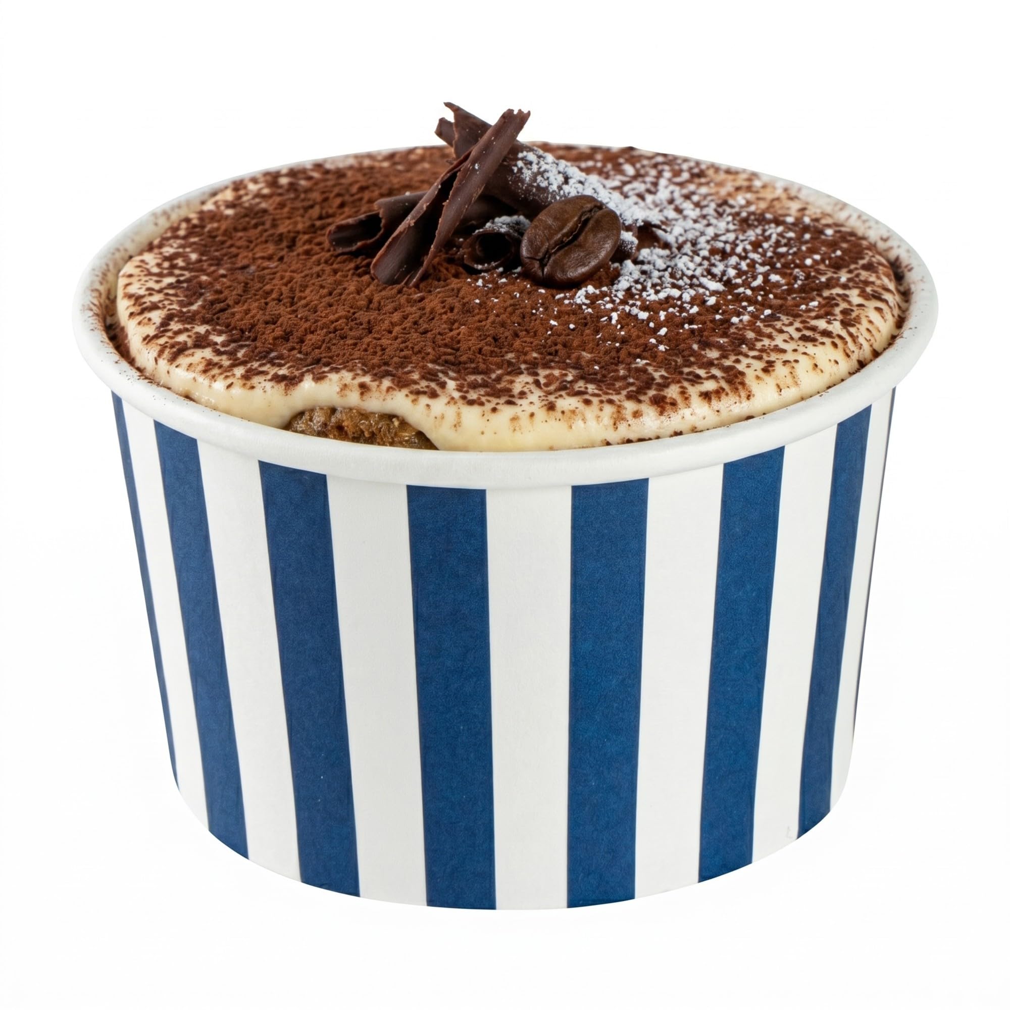 Restaurantware Coppetta Dessertbecher, 142 ml, 200 Einweg-Eisbecher – Deckel separat erhältlich, stabile, blaue und weiße Papier-Schalen, gestreift, für heiße und kalte Speisen, perfekt für Gelato