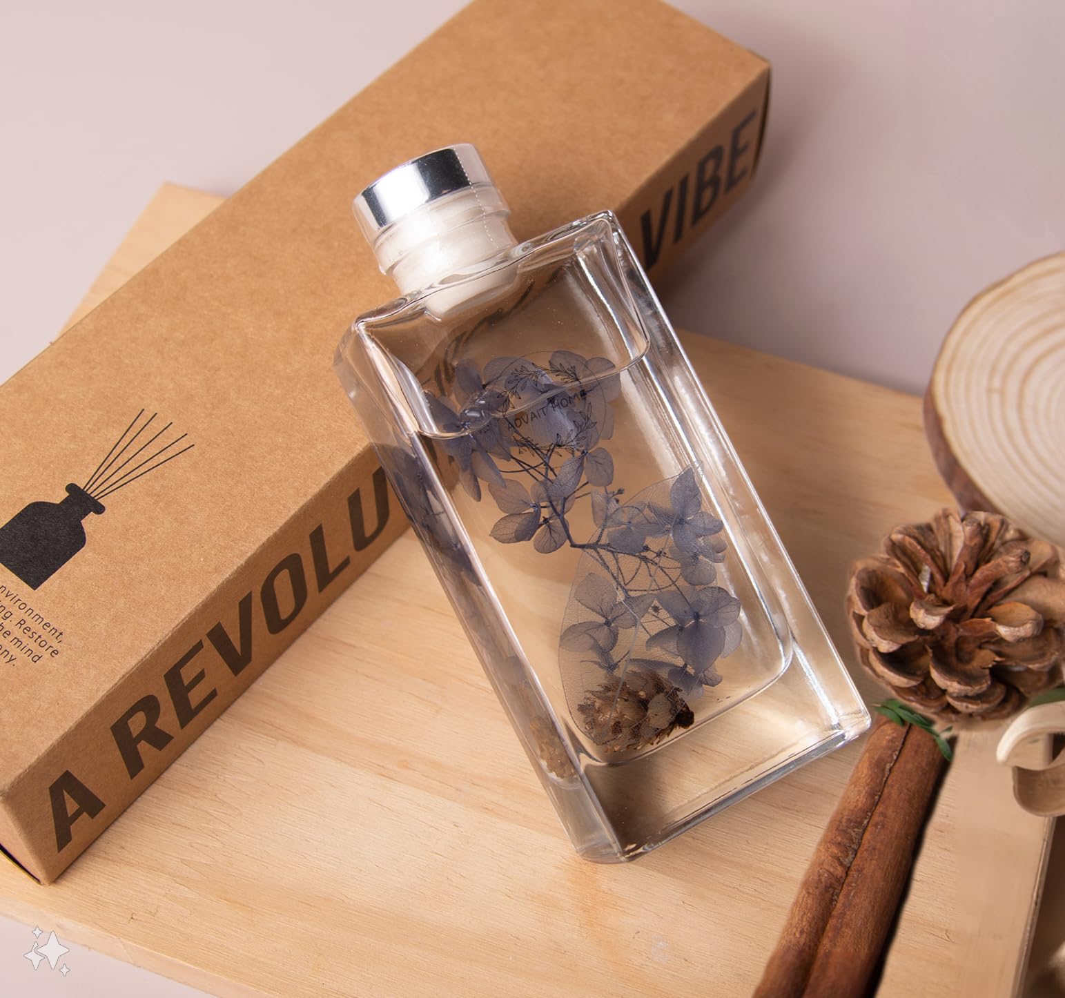 ADVAIT HOME Luxury Reed Diffuser Set French Quarter infused with Real Flower and Concentrated Scent/ 150ml / 1 Pack/, Oil Diffuser & Reed Diffuser Sticks, Aromatherapy/Luxury Home Decor & Office