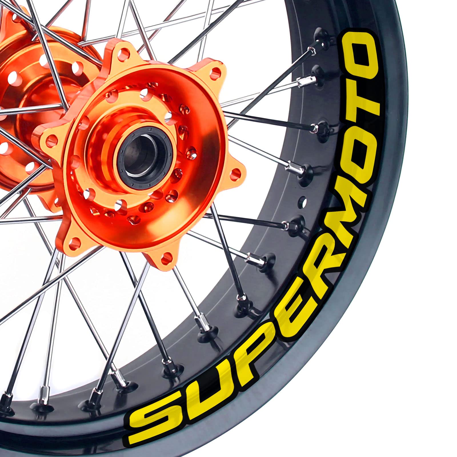 KETABAO Supermoto Wheels 17" 17 inch Inner Rim Stickers Decals For Yamaha WR450F WRF250 WRF400 WRF450 17 18 19 (Yellow)