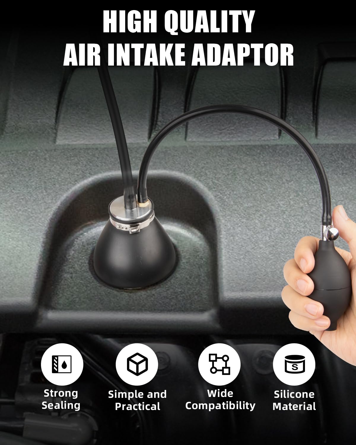 FENNICA Universal Easy Intake Adapter for Smoke Machine Automotive, Inflatable Air Bladder for 12V Vehicle Pipes Fuel Leakage Detector Diagnositc Tester