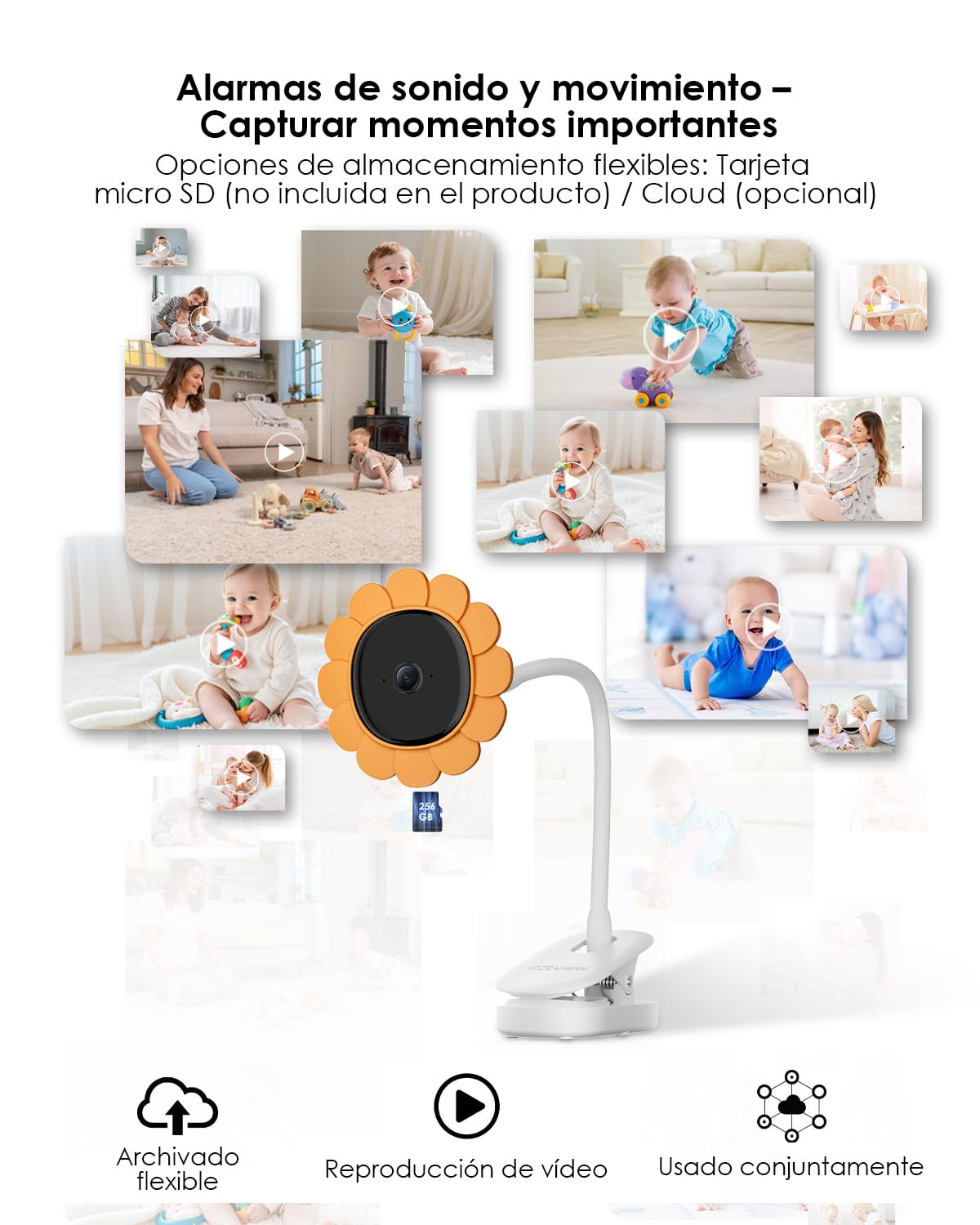 CZEview Babyphone con cámara y aplicación, Monitor de bebé con Video de 5,5 Pulgadas sin WiFi Entre la cámara y el Monitor, transmisión por móvil WiFi, visión Nocturna, Audio bidireccional, VOX