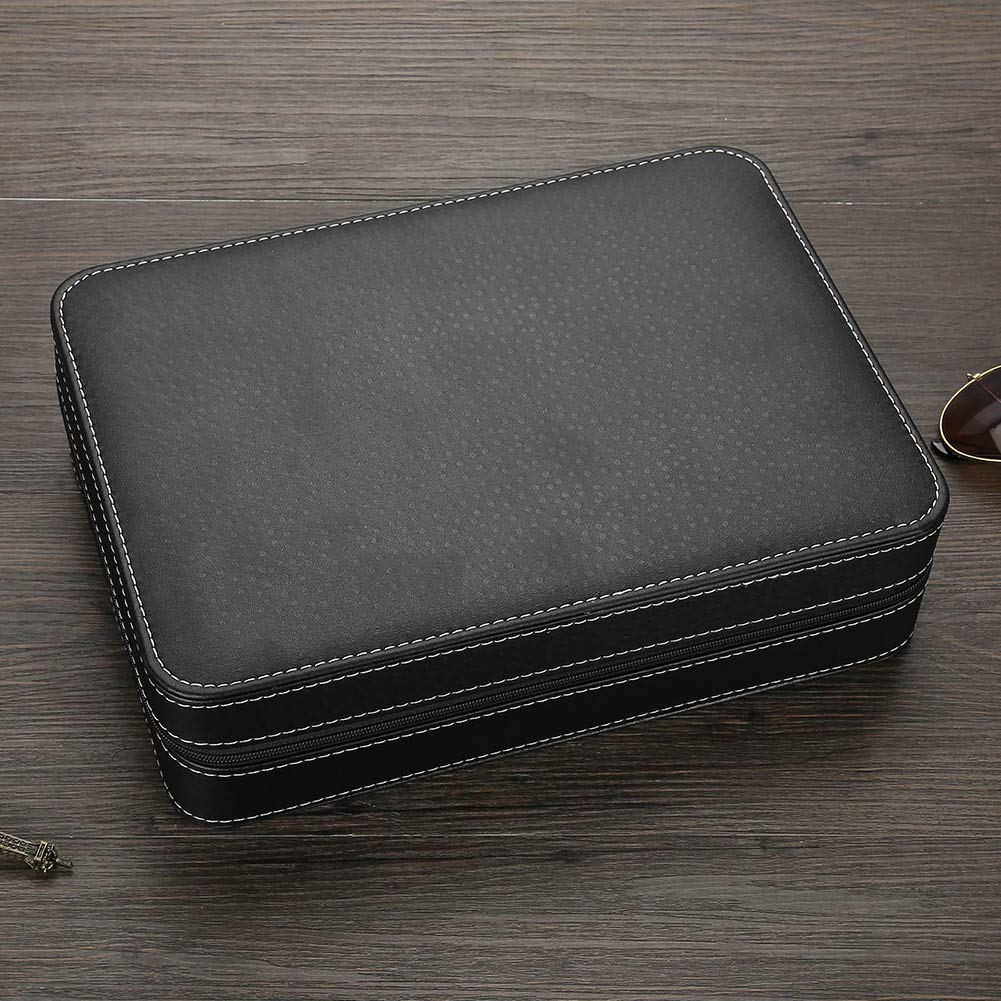 Caja de reloj Vitrina de 10 ranuras Organizador de almacenamiento de vidrio real con cuero Pu para hombres y mujeres