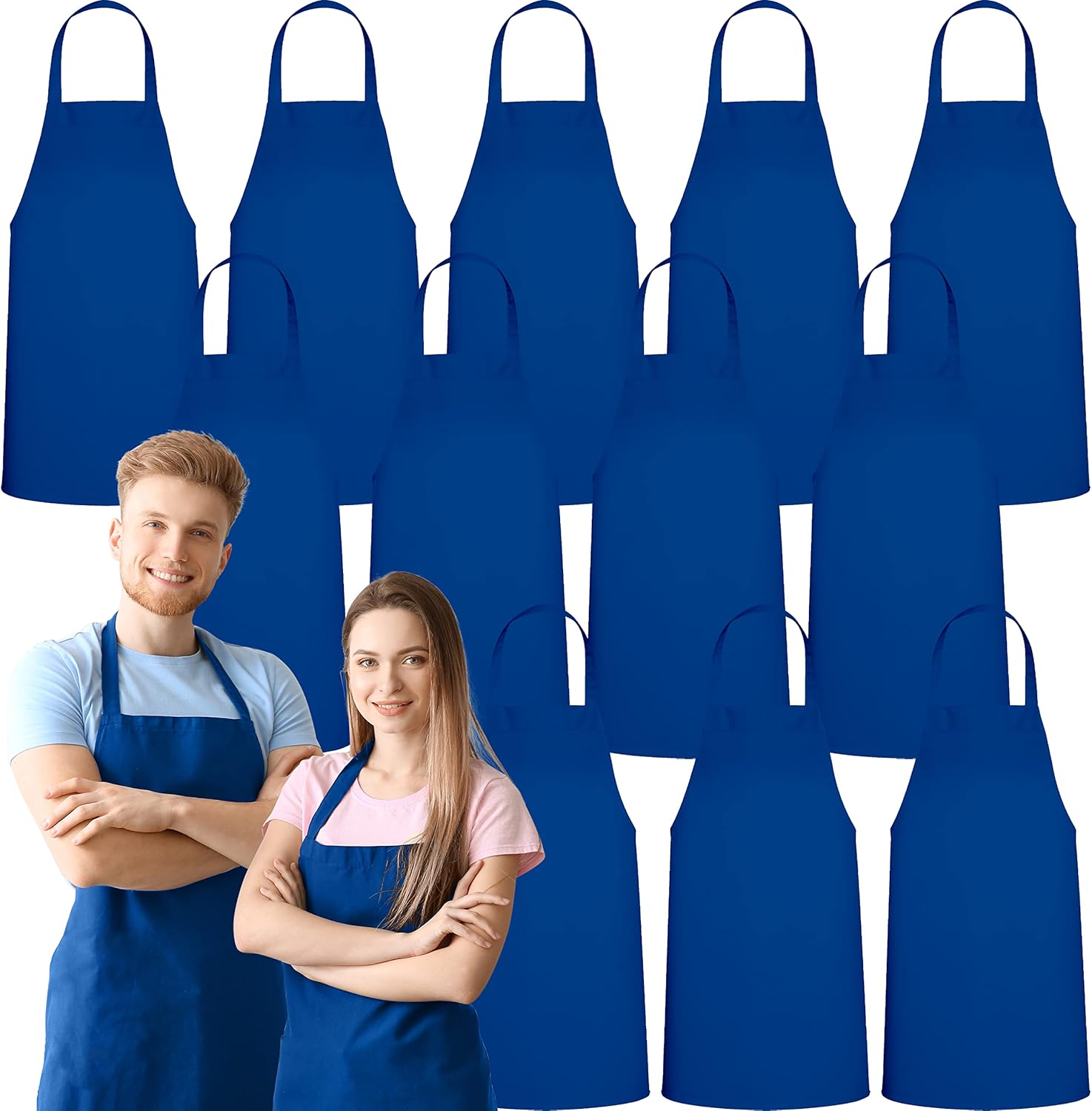 GREEN LIFESTYLE 12 Pack Bib Apron Unisex Royal Blue